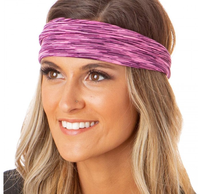 Headbands Xflex Space Dye Adjustable & Stretchy Wide Headbands for Women - Heavyweight Space Dye Pink - CP17XWK2AQR $23.90