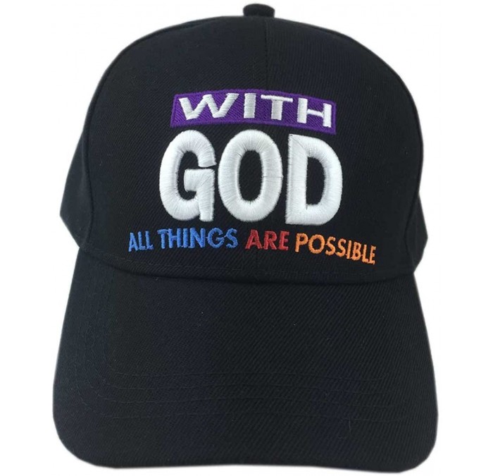 Baseball Caps Christian with God All Things are Possible Cap Hat - Black - CD18259UG0W $28.05
