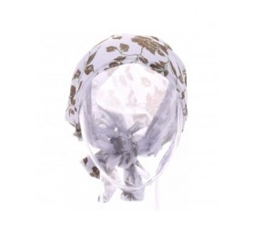 Skullies & Beanies Women Chemo Headscarf Pre Tied Hair Cover for Cancer - White Brown Flower - CI198KMULDM $10.13
