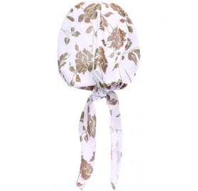 Skullies & Beanies Women Chemo Headscarf Pre Tied Hair Cover for Cancer - White Brown Flower - CI198KMULDM $10.13