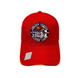Baseball Caps U.S. Marine Hat - Official Licensed US Marine Corp Military Baseball Cap - Bulldog Chesty Cirlce Logo - Red - C...