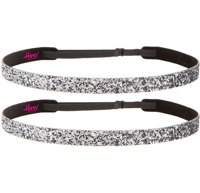 Headbands Girl's Adjustable Non Slip Skinny Bling Glitter Headband Multi Pack - Gunmetal - CU11MNIWVA5 $22.09