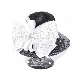 Sun Hats Women's Dressy Church Baptism Wedding Derby Hat - Mesh-black/White - CC18C3K45GE $24.60