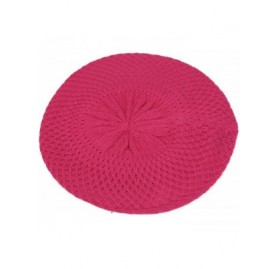Berets Women's Fashion Knitted Beret Net Style Crochet - Pink - CB1107EQZ7D $26.20