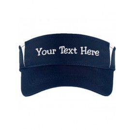 Visors Custom Visor Hat Embroider Your Own Text Customized Adjustable Fit Men Women Visor Cap - Navywhite - C718ZM9YR9S $16.70