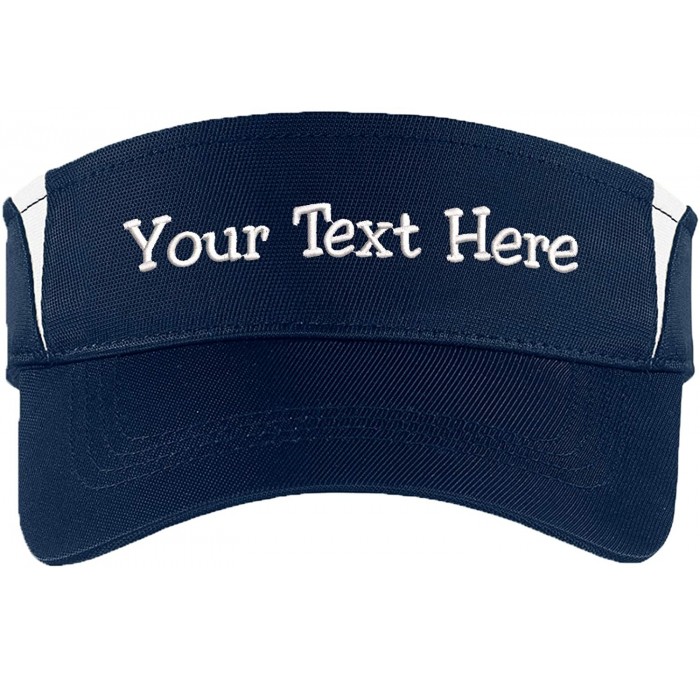 Visors Custom Visor Hat Embroider Your Own Text Customized Adjustable Fit Men Women Visor Cap - Navywhite - C718ZM9YR9S $16.70