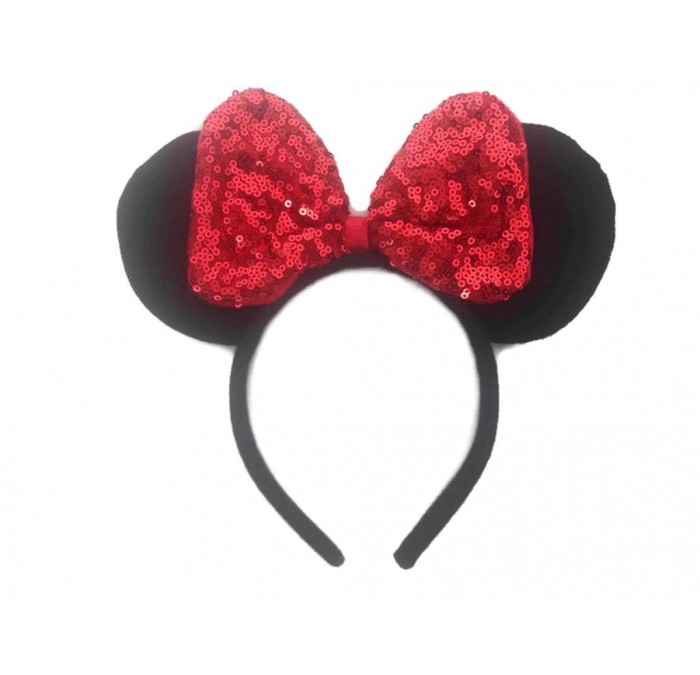 Headbands Sequin Hair Bows Headbands Mouse Ears for Baby Girls Women Costume Party - M8 (SQ-Red) - Sq-red - C117YLUM24S $19.24