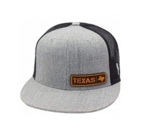 Baseball Caps 'Texas Native' Leather Patch Hat Flat Trucker - Camo/Black - CZ18IGQANLO $49.79