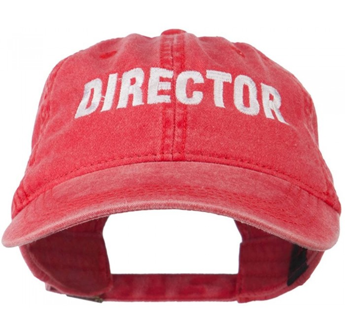 Baseball Caps Director Embroidered Washed Cotton Cap - Red - CY11LBM8S43 $48.33