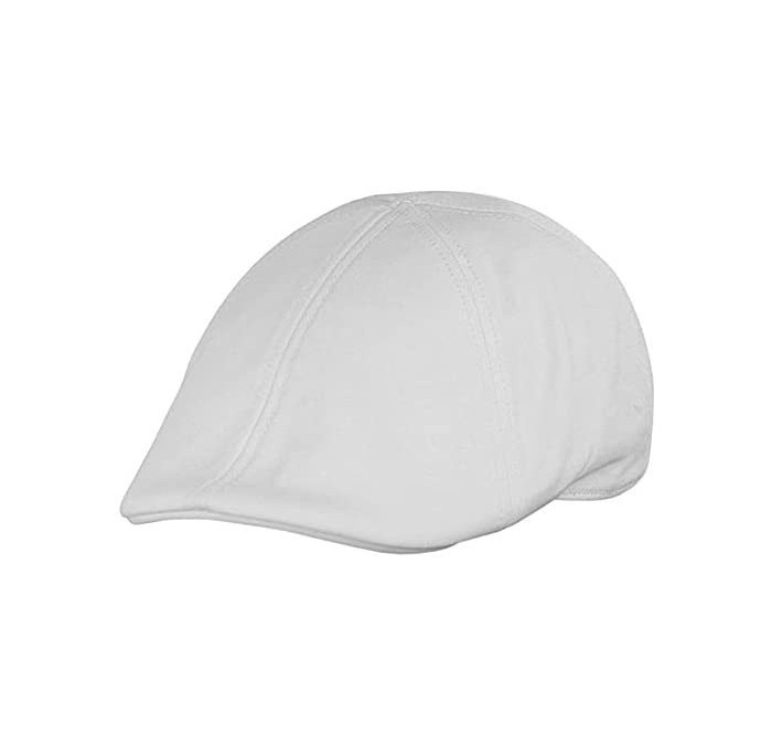 Newsboy Caps Mens 6pannel Duck Bill Curved Ivy Drivers Hat One Size(Elastic Band Closure) - White - CK196U762R8 $27.39
