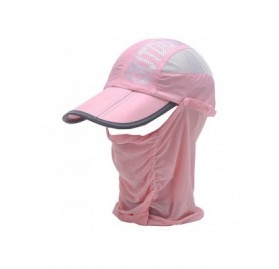 Sun Hats Sun Caps Outdoor Hat Solar Protection Sun Cap Foldable Removable Neck&Face Flap Cover - Light Pink - CK18ESL50KR $12.88