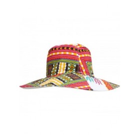 Skullies & Beanies Large Rimmed American South Sunhat African Dashiki Printed Hat - White Multi- Pink - C818KQHM78G $32.33