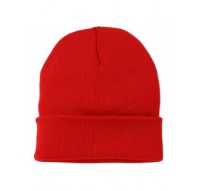 Skullies & Beanies Soft-Knit Turn Up Beanie Hat - Slouchy Beanie Hat - Red - CW12ODF3NIA $8.03