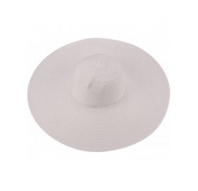 Sun Hats 6.7" Womens Church Kentucky Derby Wide Brim Straw Summer Floppy Sun Hat A330 - All White - CZ12FITW6KV $14.33