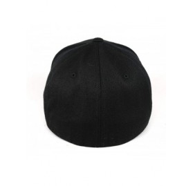 Baseball Caps 'Midnight Patriot' Dark Leather Patch Flex Fit Fitted Hat - Black - C118IGQAXQU $35.55