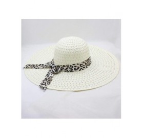 Sun Hats Sunhat for Women - Elegant Leopard Bowknot Folding Beach Cap Big Brim Straw Hat Sunshade Floppy Wide Brim Hats - CK1...