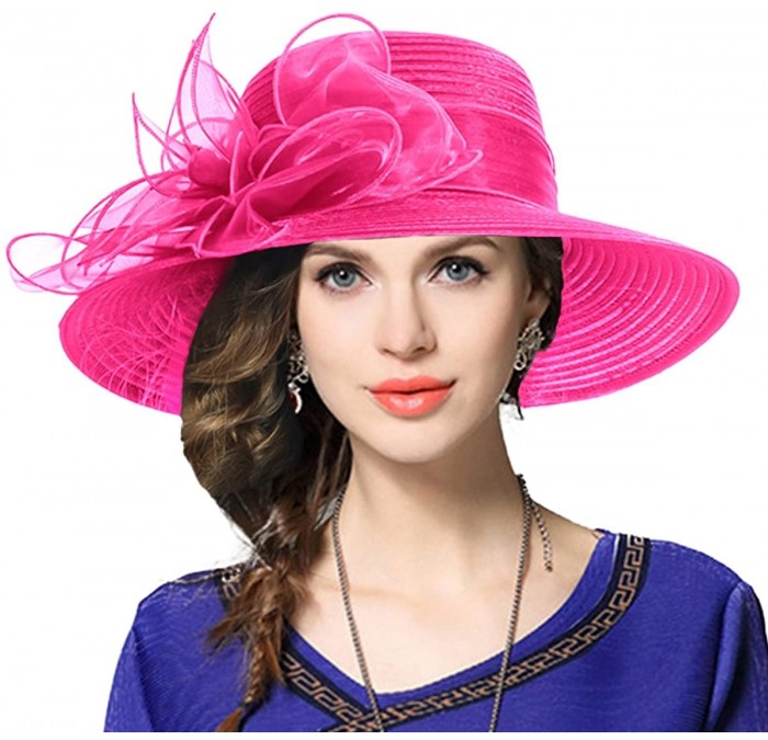 Sun Hats Kentucky Derby Dress Church Cloche Hat Sweet Cute Floral Bucket Hat - Leaf-rose - C1189Z0TOOC $28.37