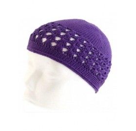 Skullies & Beanies Knit Kufi Hat - Koopy Cap - Crochet Beanie - Purple - C8115FCEROZ $8.71