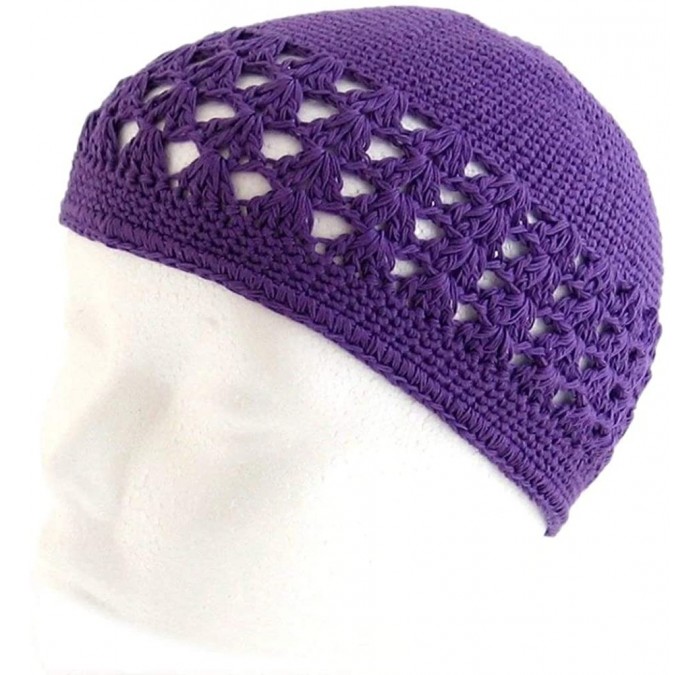 Skullies & Beanies Knit Kufi Hat - Koopy Cap - Crochet Beanie - Purple - C8115FCEROZ $8.71
