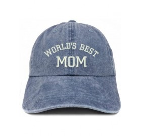 Baseball Caps World's Best Mom Embroidered Pigment Dyed Low Profile Cotton Cap - Navy - CN12GPQYEB5 $17.85