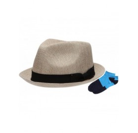 Fedoras Men's Summer Lightweight Linen Fedora Hat with Casual Low Cut Sock - F0960-natural - CT12F72HJAF $16.36