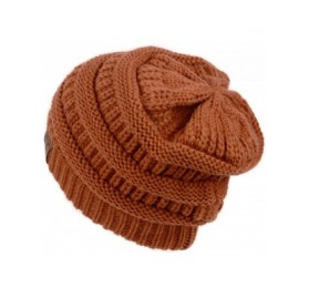 Skullies & Beanies Unisex Plain CC Beanie Cap Warm Thick Bubble Knit Winter Ski Hat - Rust - CC18IKESCNR $11.57