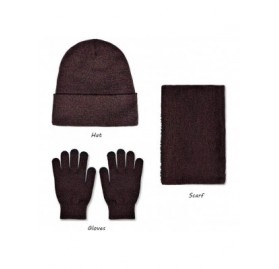 Skullies & Beanies Winter Beanie Hat + Scarf + Touch Screen Gloves 3 in 1 Set Unisex 3 Pieces Warm Set for Men Women - Wine R...