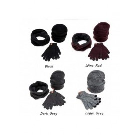Skullies & Beanies Winter Beanie Hat + Scarf + Touch Screen Gloves 3 in 1 Set Unisex 3 Pieces Warm Set for Men Women - Wine R...