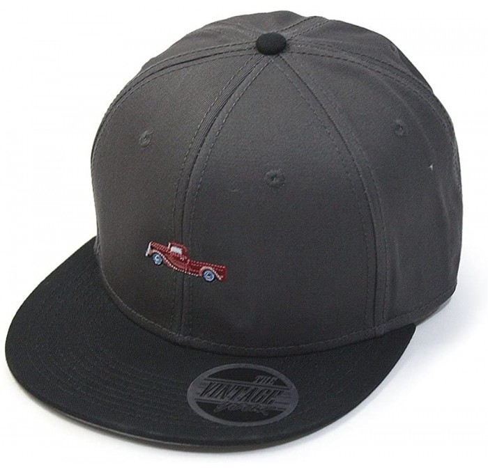 Baseball Caps Premium Plain Cotton Twill Adjustable Flat Bill Snapback Hats Baseball Caps - Rt Black/Charcoal Gray - CY12MSJ2...