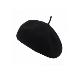 Berets Women's Classic Wool French Beret Solid Color - Black - CL188YSNZ5T $11.52