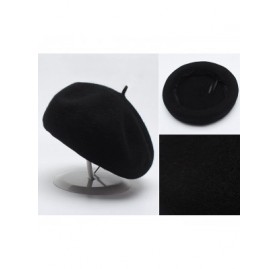 Berets Women's Classic Wool French Beret Solid Color - Black - CL188YSNZ5T $11.52