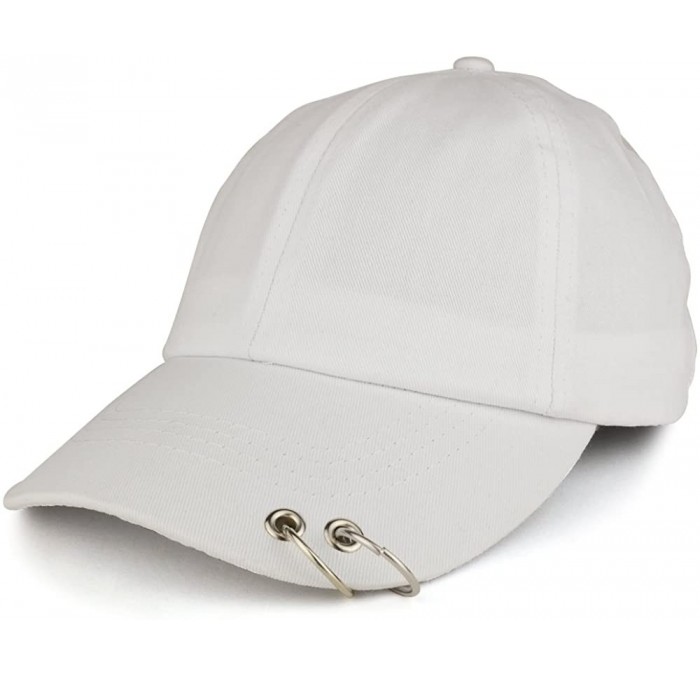 Baseball Caps K-POP Style Plain Metallic Ring Bill Adjustable Baseball Cap - White - CD185QZ75A4 $16.74
