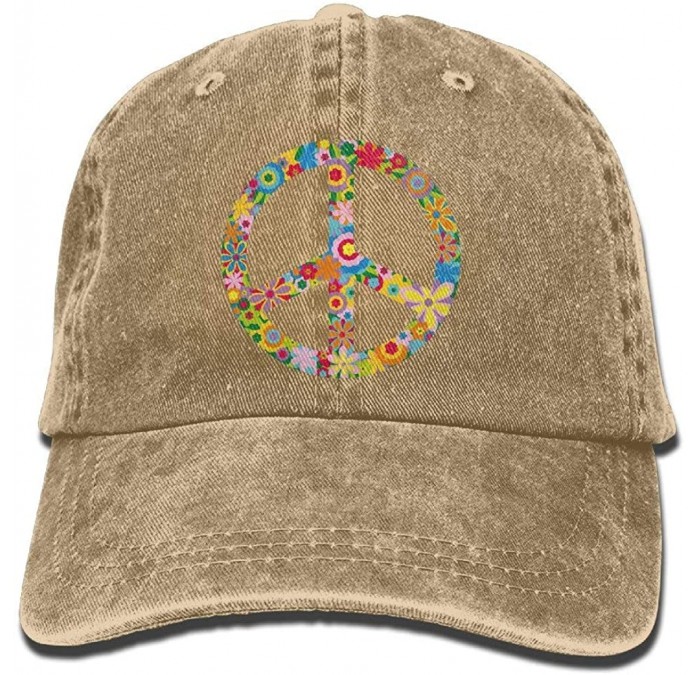 Baseball Caps Colorful Flowers Peace Sign Unisex Cowboy Hat Design for Man and Woman - Natural - C7183KU5T5R $14.13