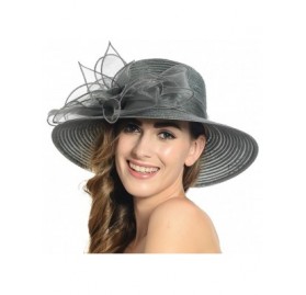 Sun Hats Women's Organza Church Kentucky Derby Dress Tea Party Wedding Hat - Grey - CR18N8N627H $22.19