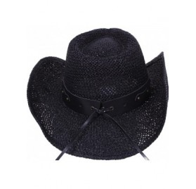 Cowboy Hats Men and Women Sun Hat Costume Straw Cowboy Hat with Decors - Black_bull - CZ18HNCCASZ $46.76