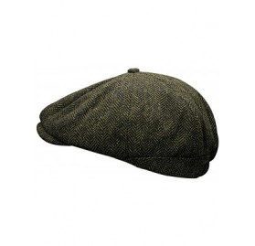 Newsboy Caps Men Wool Tweed Pane Peak Newsboy Cap Hat - Green - CV18D8LT3LQ $15.62
