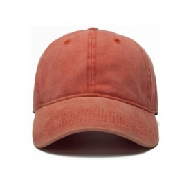Baseball Caps Men Women Plain Cotton Adjustable Washed Twill Low Profile Baseball Cap Hat(A1008) - Orange - CS18CRS0532 $9.41