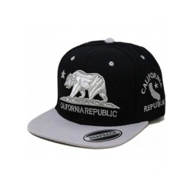 Baseball Caps California Republic Bear Logo Snapbacks Flat Brim Adjustable Snapback Hat Cap - Black Gray 01 - CH195I3K8MZ $8.74