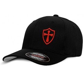 Baseball Caps Crusader Knights Templar Cross Baseball Hat - Black / Red - CE12LG3S37N $22.21