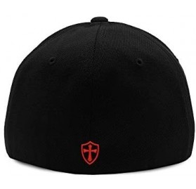 Baseball Caps Crusader Knights Templar Cross Baseball Hat - Black / Red - CE12LG3S37N $22.21