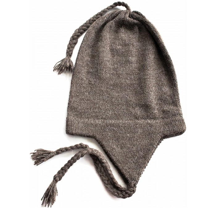 Skullies & Beanies 100% Alpaca Wool Knit Beanie Cap with Ear Flaps- Chullo Hat Women Men- One Size - Rose Grey - C718903X5L7 ...
