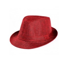 Sun Hats Straw Hat Men Women chaofanjiancai Hats Outdoor Gangster Trilby Cap Beach Sun hat Band Plain - Wine - CX18EQLG65U $1...