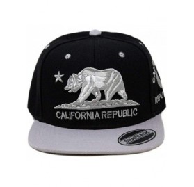 Baseball Caps California Republic Bear Logo Snapbacks Flat Brim Adjustable Snapback Hat Cap - Black Gray 01 - CH195I3K8MZ $8.74