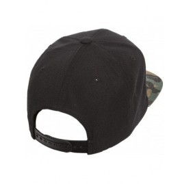 Baseball Caps Yupoong Premium Classic Snapback Hat - Flat Brim- Adjustable Ballcap w/Hat Liner - Black/Green Camo - CT18GYZZL...