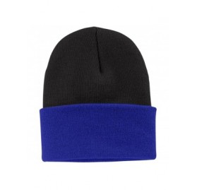 Skullies & Beanies Port & Company Men's Knit Cap - Black/ Athletic Royal - CG11QDRZLOB $9.12