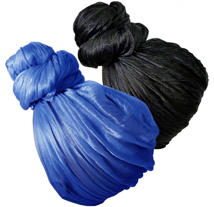 Headbands Head Wrap Scarf Turban - Long Black Head Scarf Wrap Turban Hair Scarf Tie Color Headband 1 or 2 Set - CM18R6253C2 $...