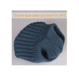 Skullies & Beanies Winter Beanie for Women Warm Knit Bobble Skull Cap Big Fur Pom Pom Hats for Women - 11 Lake Blue - CS18UA4...