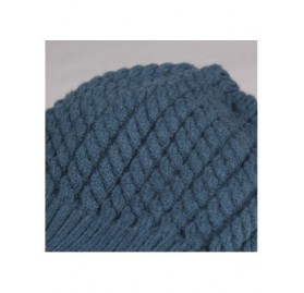 Skullies & Beanies Winter Beanie for Women Warm Knit Bobble Skull Cap Big Fur Pom Pom Hats for Women - 11 Lake Blue - CS18UA4...