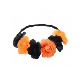 Headbands Rose Flower Headband Floral Crown Mexican Hair Wreath (Orange Black) - Orange Black - CS187AT0AI8 $10.58