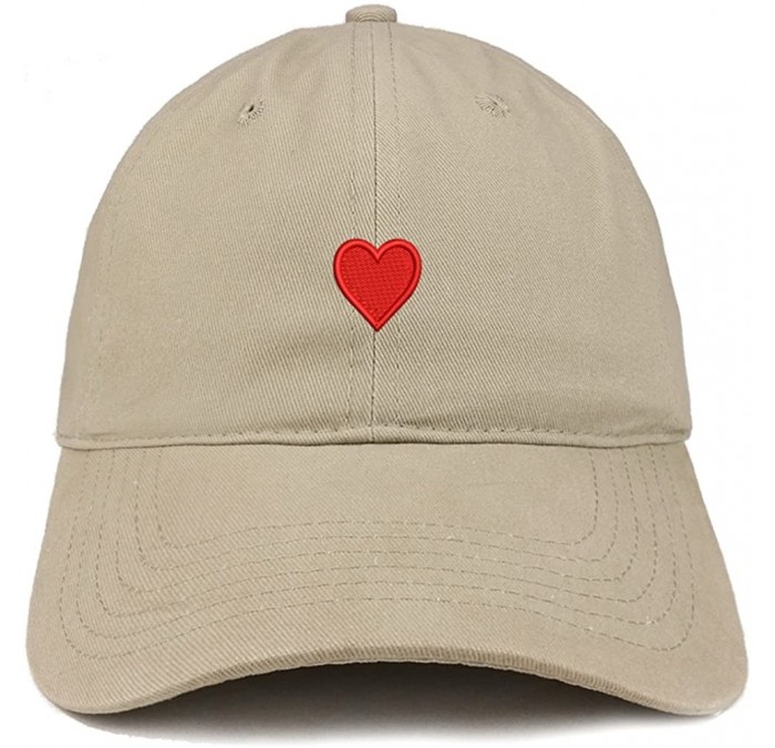 Baseball Caps Emoticon Heart Embroidered Cotton Adjustable Ball Cap Dad Hat - Khaki - CT185HOEXOM $17.23
